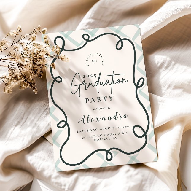 Coastal Chic  Wavy Frame Graduation Invitation (Creator Uploaded)