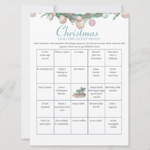 Coastal Chinoiserie Christmas Bingo game card
