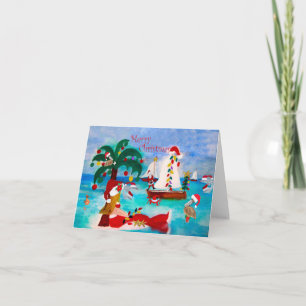 Coastal Chrismtas harbour Holiday boat parade card