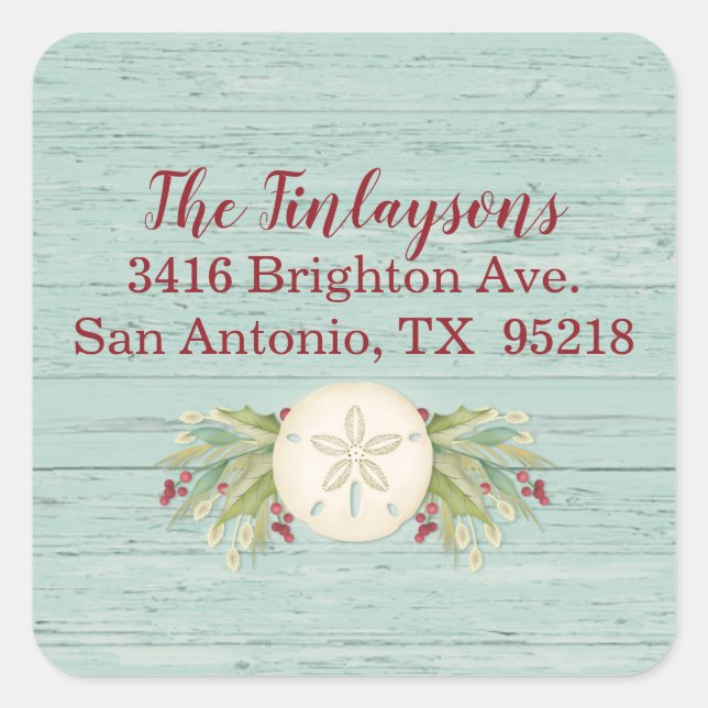 Coastal Christmas Beach Address Label (Front)