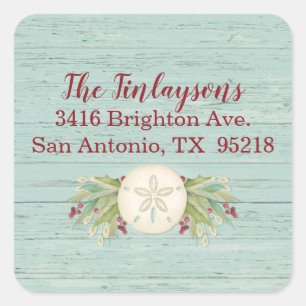 Coastal Christmas Beach Address Label