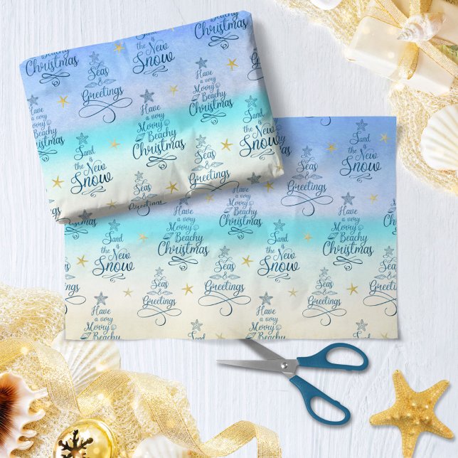 Coastal Christmas Beach Holiday Sayings Tissue Paper (Creator Uploaded)