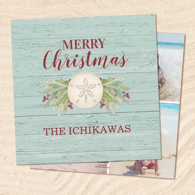 Coastal Christmas Beach Photo Holiday Card (Creator Uploaded)