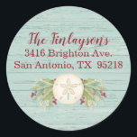 Coastal Christmas Beach Return Address Label<br><div class="desc">A coastal Christmas beach themed address label.  Address label is decorated with a pretty sand dollar and Christmas foliage. Personalise it with your name and address.</div>