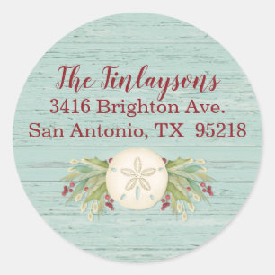 Coastal Christmas Beach Return Address Label
