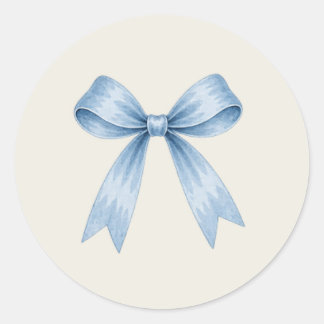 Coastal Christmas Blue Bow Holiday Classic Round Sticker