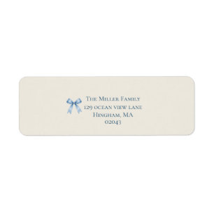 Coastal Christmas Blue Bow Holiday Return Address Label