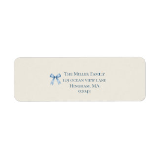 Coastal Christmas Blue Bow Holiday Return Address Label