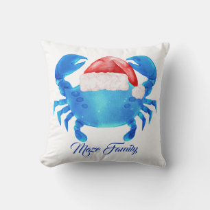 Coastal Christmas Blue Crab – Personalised Santa H Cushion