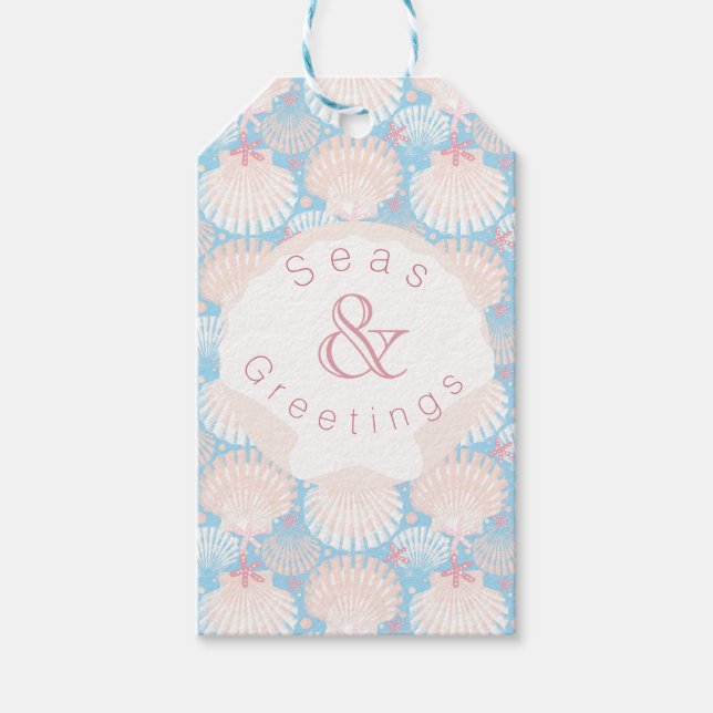 Coastal Christmas Blue  Gift Tags (Front)