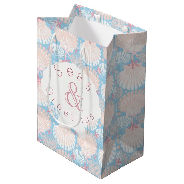Coastal Christmas Blue    Medium Gift Bag (Front Angled)