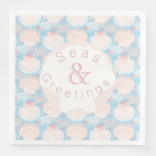 Coastal Christmas Blue Paper Plate Napkin