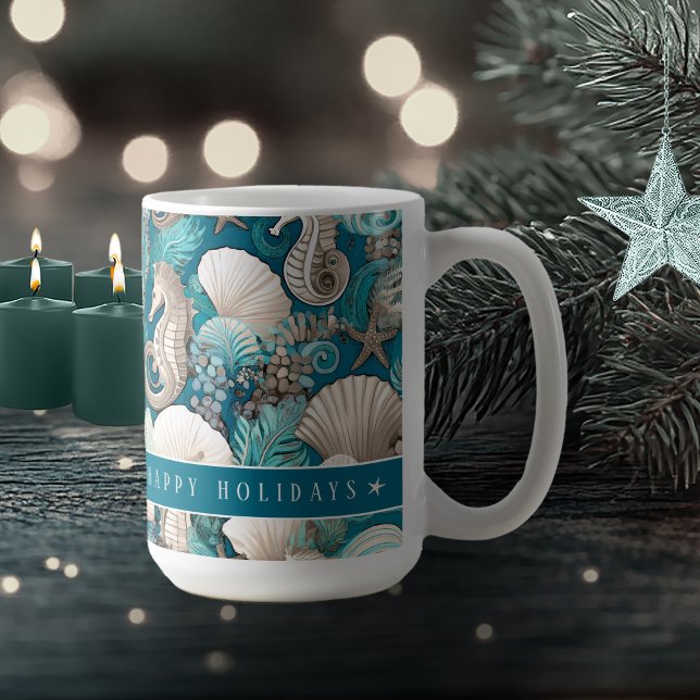 Coastal Christmas Bold Seahorse Pattern#4 ID1009 Coffee Mug (Creator Uploaded)