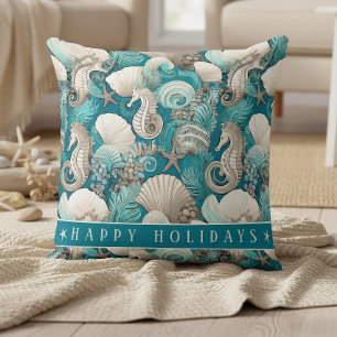 Coastal Christmas Bold Seahorse Pattern#4 ID1009 Cushion