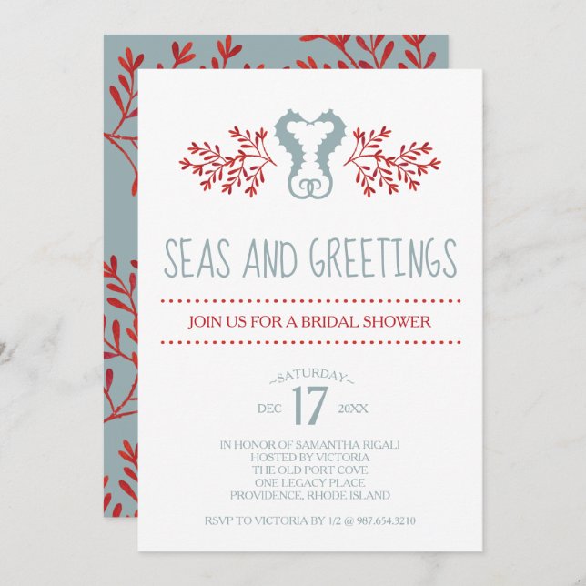 Coastal Christmas Bridal Shower Invitation (Front/Back)