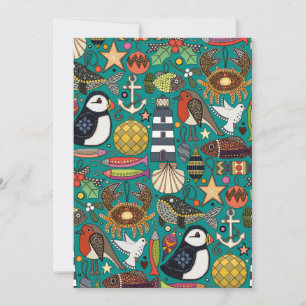 coastal christmas decorations teal holiday card