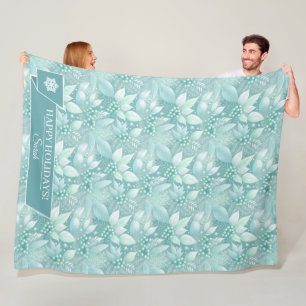 Coastal Christmas Foliage Berries Pattern#7 ID1009 Fleece Blanket