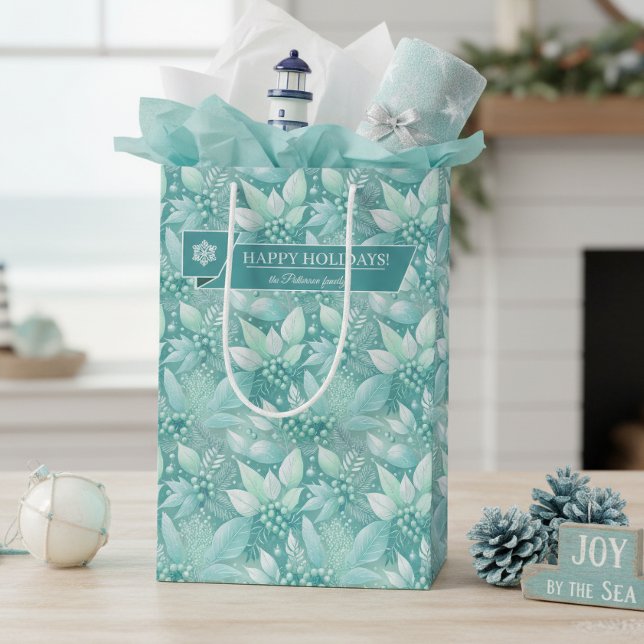 Coastal Christmas Foliage Berries Pattern#7 ID1009 Medium Gift Bag (Creator Uploaded)