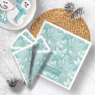 Coastal Christmas Foliage Berries Pattern#7 ID1009 Napkin