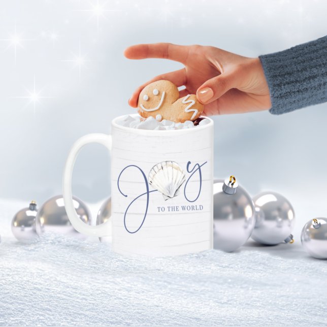 Coastal Christmas Joy Seashell Nautical Coffee Mug (Creator Uploaded)