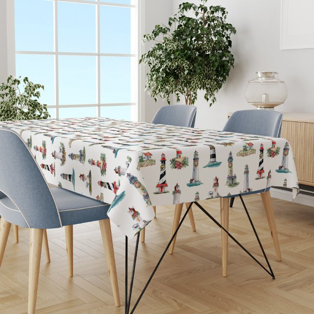 Coastal Christmas Lighthouses Tablecloth (Creator Uploaded)