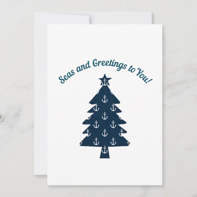 Coastal Christmas Nautical Beach Anchor Holiday Card (Front)