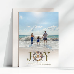 Coastal Christmas Nautical Holiday Joy Photo Card