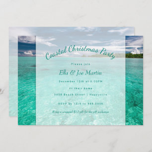 Coastal Christmas Ocean House Party Invitation