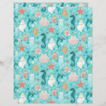 Coastal Christmas Ornaments Scrapbook Paper