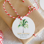 Coastal Christmas Palm Tree Moving Announcement Classic Round Sticker<br><div class="desc">We've Moved Christmas Holidays Palm Tree Moving Holiday Classic Round Sticker you can easily customise by clicking the "Personalise" button. A perfect moving and holiday greetings for the family moving to the coast for Christmas temporarily or permanently</div>
