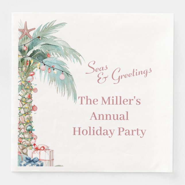 Coastal Christmas Palm Tree  Napkin (Front)
