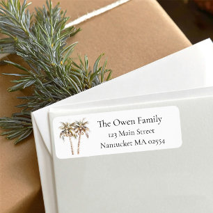 Coastal Christmas Palm Trees Return Address Label