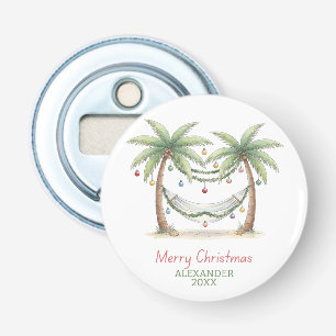Coastal Christmas Palm Trees With Hammock Bottle Opener
