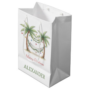 Coastal Christmas Palm Trees With Hammock Medium Gift Bag