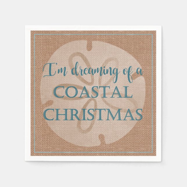 Coastal Christmas Paper Cocktail Napkin (Front)