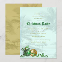 Coastal Christmas Party Palm Trees Invitation