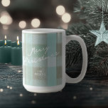 Coastal Christmas Plaid Pattern#2 ID1009 Coffee Mug<br><div class="desc">Capture the serene beauty of the coast with this charming tartan pattern in soothing shades of teal, white, and beige. The soft colour palette adds a fun and beachy feeling to this coffee mug design, perfect for bringing a touch of coastal elegance to your holiday decor. Personalise the design with...</div>