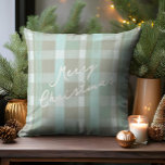 Coastal Christmas Plaid Pattern#2 ID1009 Cushion<br><div class="desc">Capture the serene beauty of the coast with this charming tartan pattern in soothing shades of teal, white, and beige. The soft colour palette adds a fun and beachy feeling to this throw pillow design, perfect for bringing a touch of coastal elegance to your holiday decor. Personalise the design with...</div>