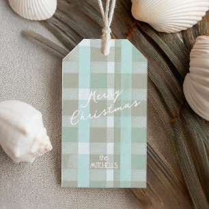 Coastal Christmas Plaid Pattern#2 ID1009 Gift Tags