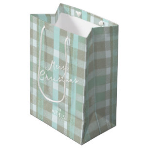 Coastal Christmas Plaid Pattern#2 ID1009 Medium Gift Bag