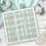 Coastal Christmas Plaid Pattern#2 ID1009 Napkin<br><div class="desc">Capture the serene beauty of the coast with this charming tartan pattern in soothing shades of teal, white, and beige. The soft colour palette adds a fun and beachy feeling to this napkin design, perfect for bringing a touch of coastal elegance to your holiday decor. Personalise the design with your...</div>