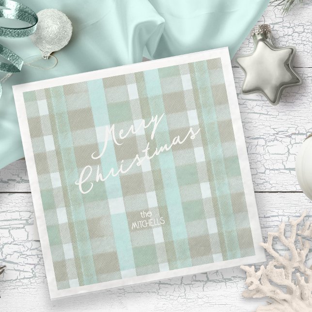 Coastal Christmas Plaid Pattern#2 ID1009 Napkin (Creator Uploaded)