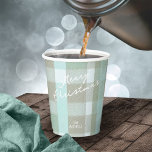 Coastal Christmas Plaid Pattern#2 ID1009 Paper Cups<br><div class="desc">Capture the serene beauty of the coast with this charming tartan pattern in soothing shades of teal, white, and beige. The soft colour palette adds a fun and beachy feeling to this paper cup design, perfect for bringing a touch of coastal elegance to your holiday decor. Personalise the design with...</div>