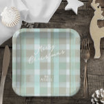 Coastal Christmas Plaid Pattern#2 ID1009 Paper Plate<br><div class="desc">Capture the serene beauty of the coast with this charming tartan pattern in soothing shades of teal, white, and beige. The soft colour palette adds a fun and beachy feeling to the design, perfect for bringing a touch of coastal elegance to your holiday decor. Personalise the design with your own...</div>