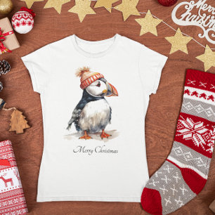Coastal Christmas Puffin Women’s Fashion T-Shirt