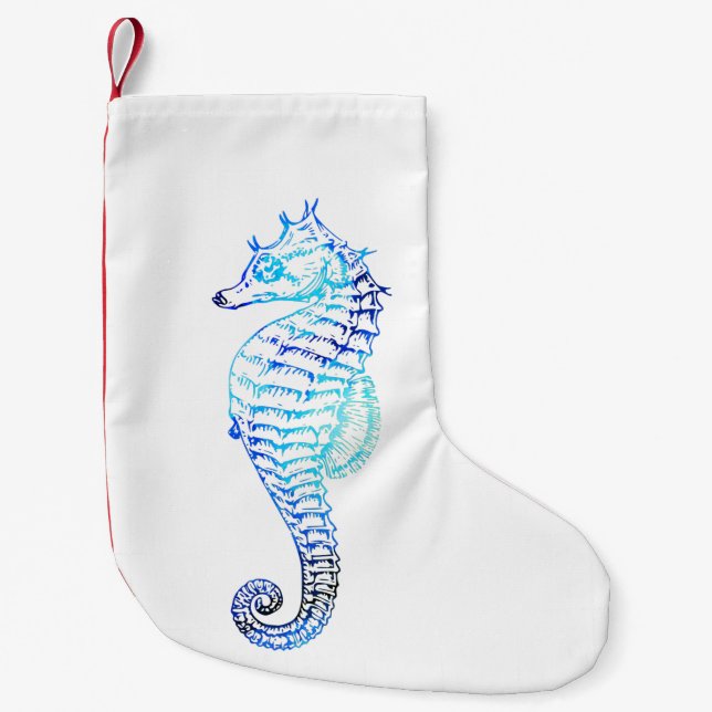 Coastal Christmas Seahorse Stocking (Front)