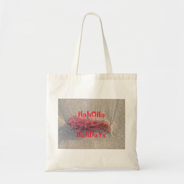 Coastal Christmas: Seaweed on Ash Gray Sand Festiv Tote Bag (Front)