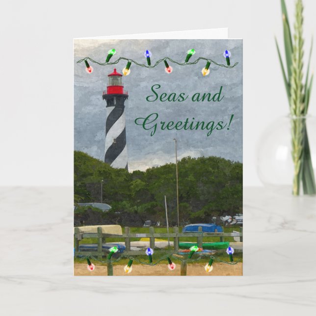 Coastal Christmas St. Augustine Lighthouse Card (Front)