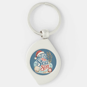 Coastal Christmas Tis Sea Son Typography Key Ring