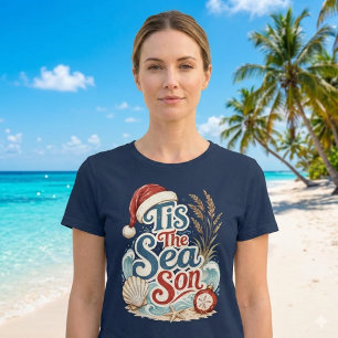 Coastal Christmas Tis Sea Son Typography T-Shirt